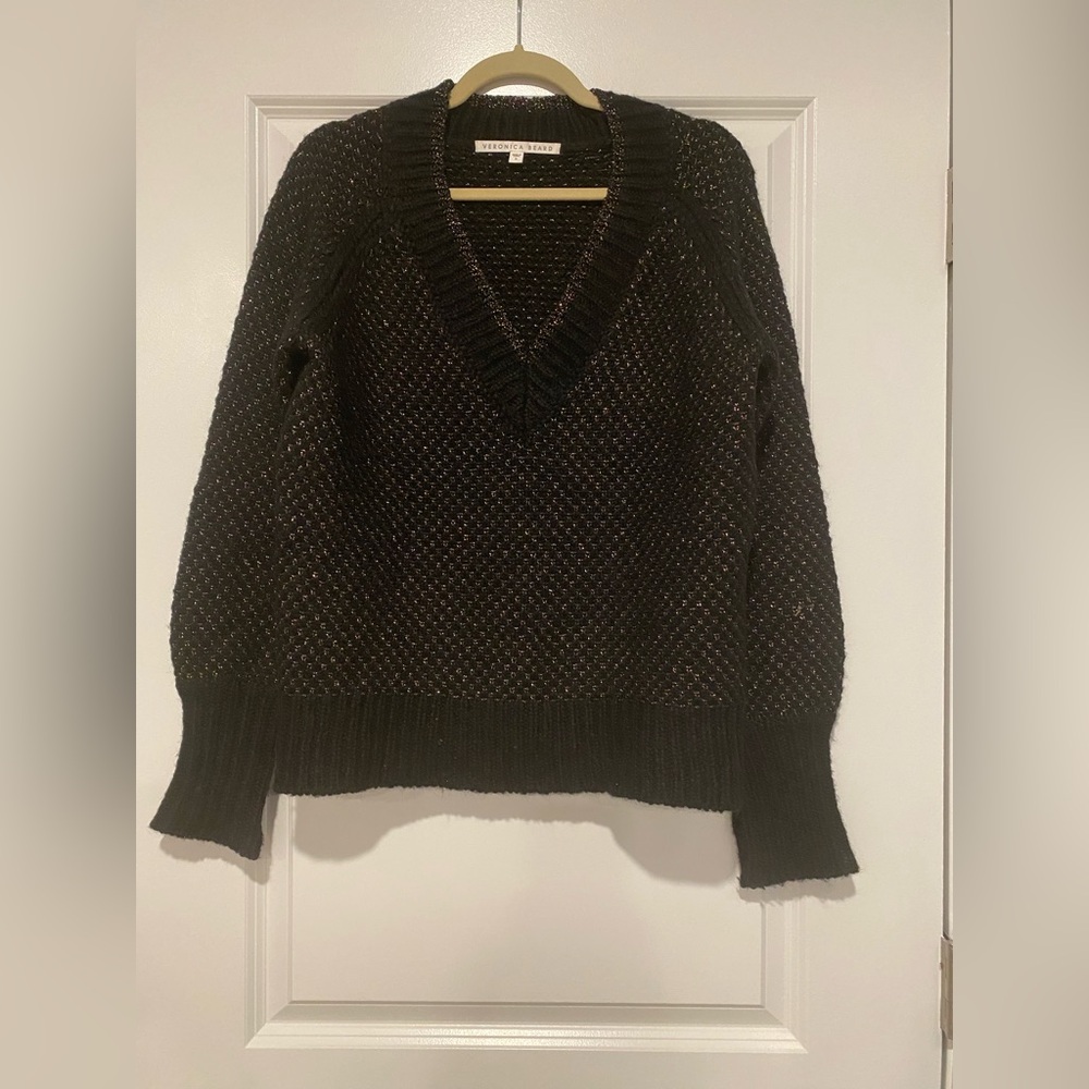 Veronica Beard Black Sweater With Gold Threading